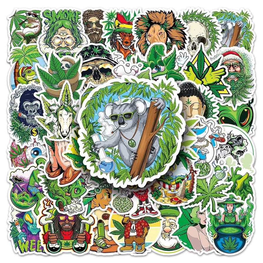 Amazon.co.jp: マリファナ ステッカー 50枚セット PVC 防水 Ver